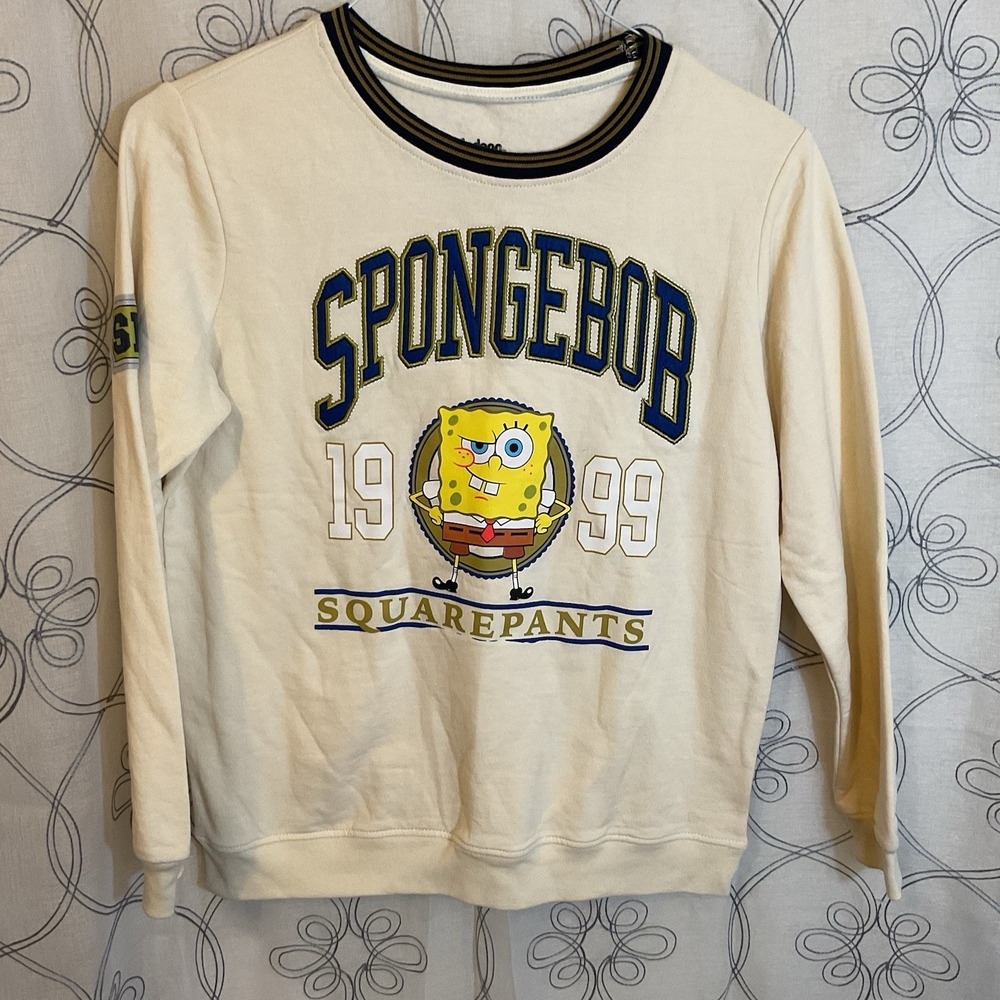 Nickelodeon Spongebob Squarepants‎ 1999 Cream Sweatshirt Long Sleeve Size 18/20